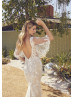 Flutter Sleeves Ivory Lace Tulle Romantic Wedding Dress